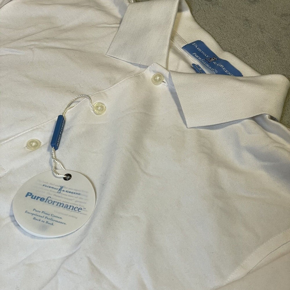 Fairway & Greene Shirt Mens Small White Golf Polo w/ Navigators Sleeve Hit - NWT